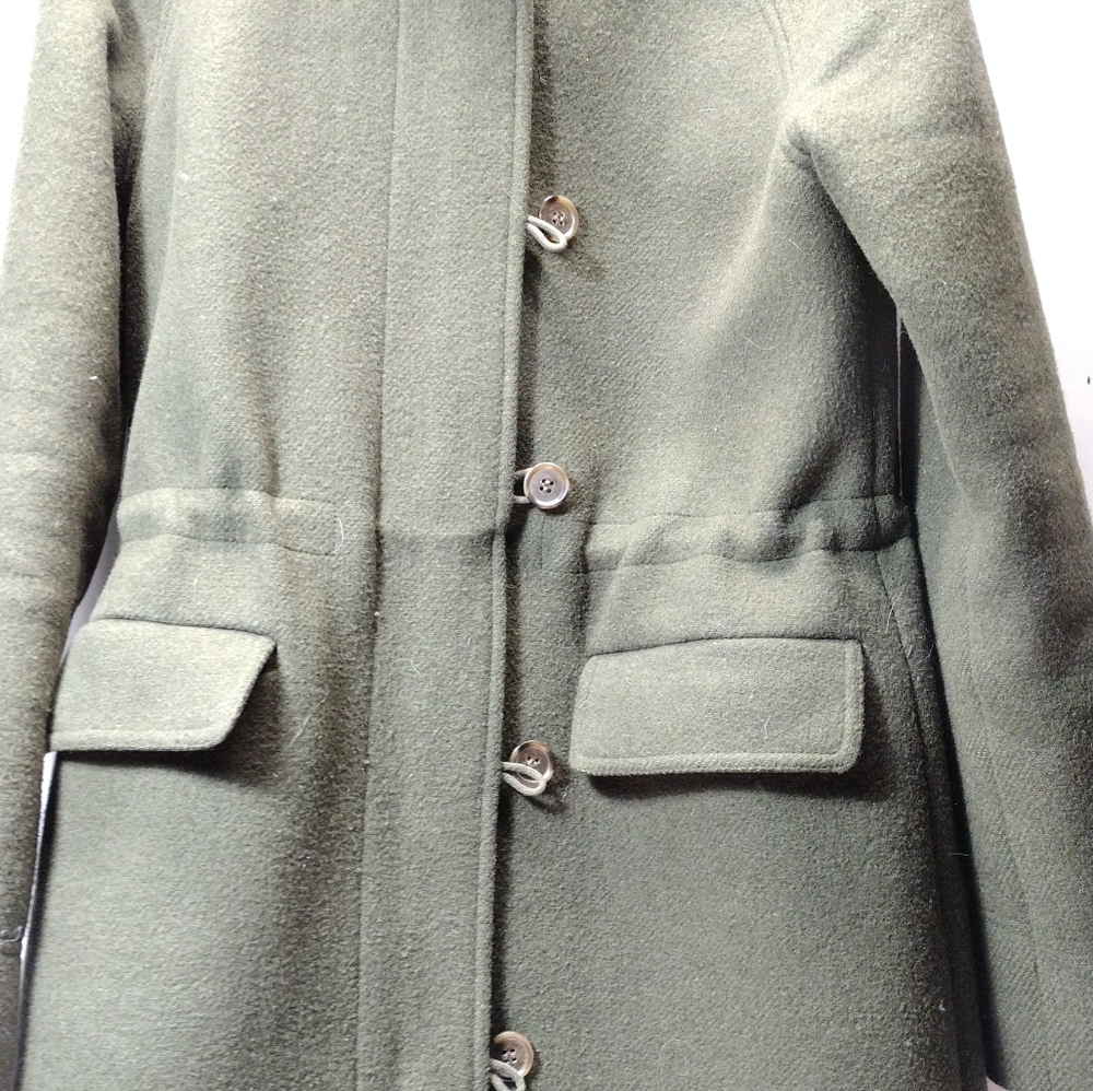 J. Crew Army Green Hooded Wool Peacoat l Acetate Lining l Size Small - Picture 9 of 10